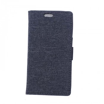 Чехол портмоне подставка на силиконовой основе с тканевым покрытием на магнитной защелке для Alcatel Pop 4 Plus  Синий