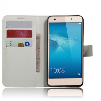 Чехол портмоне подставка на силиконовой основе на магнитной защелке для Huawei Honor 5C Белый