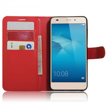 Чехол портмоне подставка на силиконовой основе на магнитной защелке для Huawei Honor 5C Красный