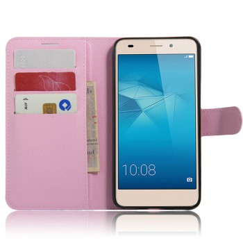 Чехол портмоне подставка на силиконовой основе на магнитной защелке для Huawei Honor 5C Розовый