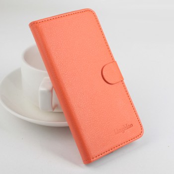 Чехол портмоне подставка на клеевой основе на магнитной защелке для Elephone P9000 Lite  Оранжевый