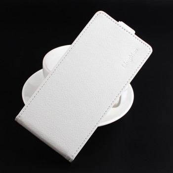 Чехол вертикальная книжка на клеевой основе с отсеком для карт на магнитной защелке для Elephone P9000 Lite  Белый