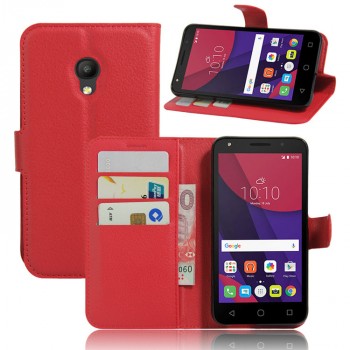 Чехол портмоне подставка на силиконовой основе на магнитной защелке для Alcatel Pixi 4 (5) 3G 5010d Красный
