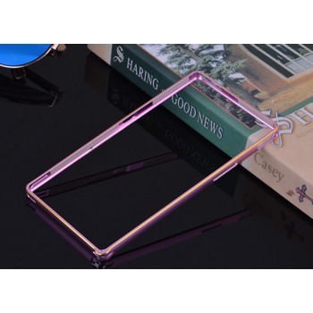 Металлический прямоугольный бампер на пряжке с золотой окантовкой для Sony Xperia Z Розовый