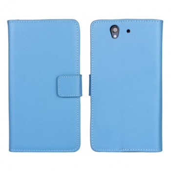 Чехол портмоне подставка на пластиковой основе на магнитной защелке для Sony Xperia Z  Голубой