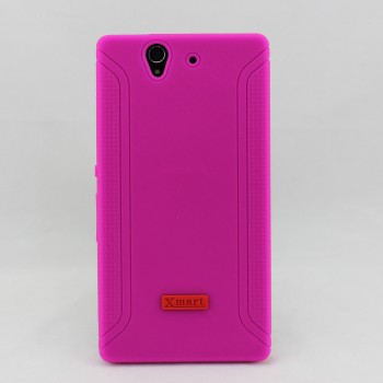 Силиконовый матовый непрозрачный чехол с нескользящими гранями для Sony Xperia Z  Пурпурный