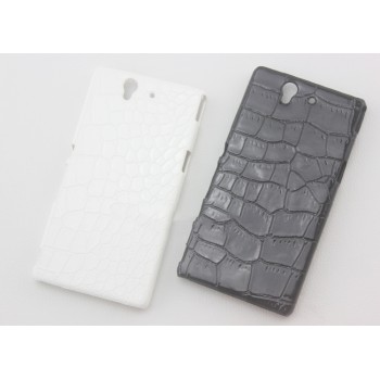 Пластиковый непрозрачный матовый чехол с текстурным покрытием Кожа для Sony Xperia Z