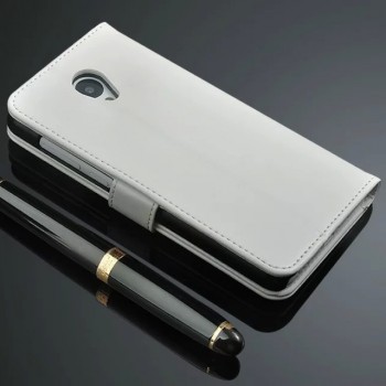 Глянцевый чехол портмоне подставка с магнитной защелкой для Meizu M2 Note Белый