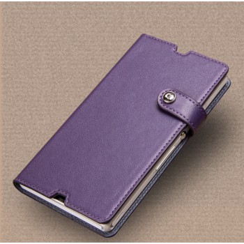 Глянцевый чехол портмоне подставка на клеевой основе на магнитной защелке док-совместимый для Sony Xperia Z Фиолетовый