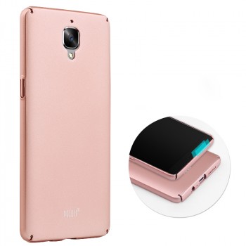 Пластиковый непрозрачный матовый чехол с улучшенной защитой элементов корпуса для OnePlus 3 Розовый