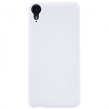 Пластиковый непрозрачный матовый нескользящий премиум чехол для HTC Desire 825  Белый