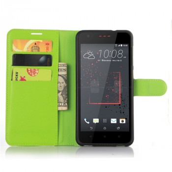 Чехол портмоне подставка на силиконовой основе на магнитной защелке для HTC Desire 825 Зеленый