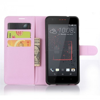 Чехол портмоне подставка на силиконовой основе на магнитной защелке для HTC Desire 825 Розовый