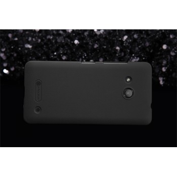Пластиковый непрозрачный матовый нескользящий премиум чехол для Microsoft Lumia 550 Черный