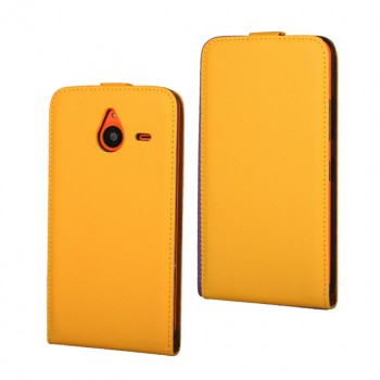 Чехол вертикальная книжка на пластиковой основе на магнитной защелке для Microsoft Lumia 640 XL Желтый