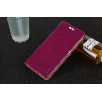 Вощеный чехол горизонтальная книжка подставка на пластиковой основе на присосках для Microsoft Lumia 640 XL  Фиолетовый