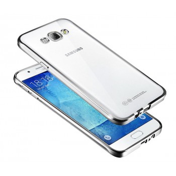 Силиконовый матовый полупрозрачный чехол с текстурным покрытием Металлик для Samsung Galaxy J5  Белый