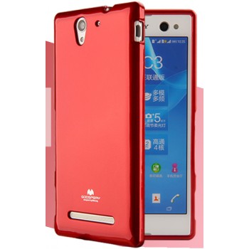 Силиконовый глянцевый непрозрачный чехол для Sony Xperia C4  Красный
