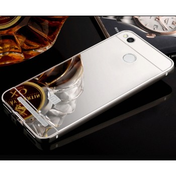 Двухкомпонентный чехол c металлическим бампером с поликарбонатной накладкой и зеркальным покрытием для Xiaomi RedMi 3 Pro/3S Белый