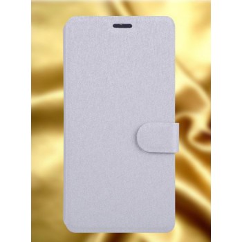 Текстурный чехол горизонтальная книжка подставка на пластиковой основе с отсеком для карт на магнитной защелке для LG Leon Белый