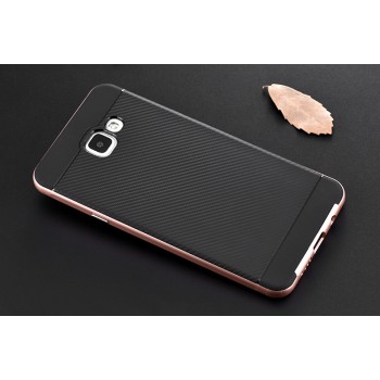 Двухкомпонентный силиконовый матовый непрозрачный чехол с поликарбонатным бампером для Samsung Galaxy A5 (2016) Розовый