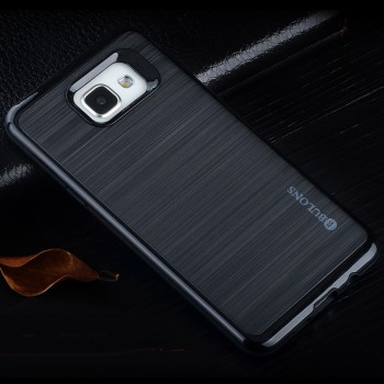 Двухкомпонентный силиконовый матовый непрозрачный чехол с поликарбонатным бампером для Samsung Galaxy A5 (2016)  Черный