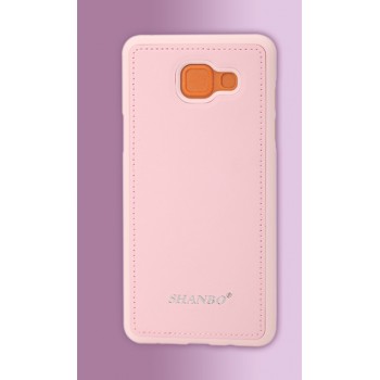 Силиконовый матовый непрозрачный чехол с текстурным покрытием Кожа для Samsung Galaxy A5 (2016) Розовый