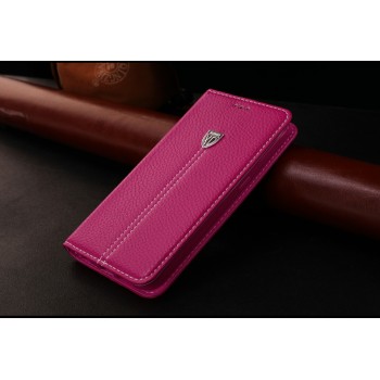 Кожаный чехол горизонтальная книжка подставка с отделкой Полосы на силиконовой основе с отсеком для карт для Samsung Galaxy A5 (2016)  Пурпурный