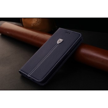 Кожаный чехол горизонтальная книжка подставка с отделкой Полосы на силиконовой основе с отсеком для карт для Samsung Galaxy A5 (2016)  Синий