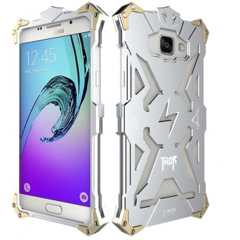 Цельнометаллический противоударный чехол из авиационного алюминия на винтах с мягкой внутренней защитной прослойкой для гаджета с прямым доступом к разъемам для Samsung Galaxy A5 (2016)  Белый