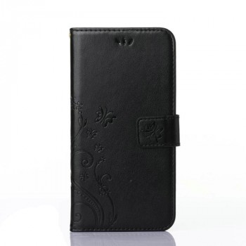 Чехол портмоне подставка текстура Узоры на силиконовой основе на магнитной защелке для Sony Xperia X Черный