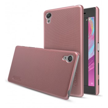 Пластиковый непрозрачный матовый нескользящий премиум чехол для Sony Xperia X Розовый