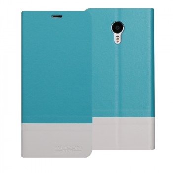 Чехол горизонтальная книжка подставка текстура Линии на пластиковой основе для Meizu M3 Note  Голубой