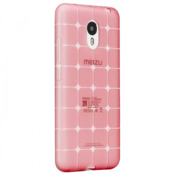 Силиконовый матовый полупрозрачный чехол с текстурным покрытием Узоры для Meizu M3 Note  Розовый