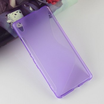 Силиконовый матовый полупрозрачный чехол с дизайнерской текстурой S для Sony Xperia XA Ultra  Фиолетовый