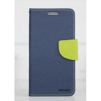 Чехол портмоне подставка на силиконовой основе с тканевым покрытием на дизайнерской магнитной защелке для LG K10 Синий