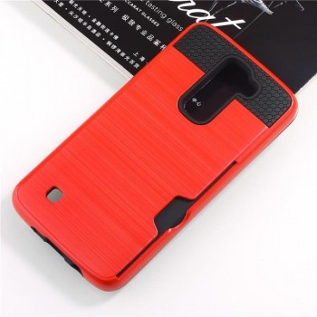Силиконовый матовый непрозрачный чехол с поликарбонатными вставками для LG K10 Красный