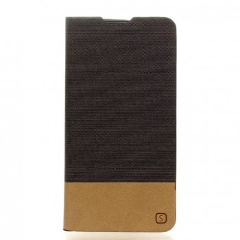 Чехол горизонтальная книжка подставка на силиконовой основе с отсеком для карт и тканевым покрытием для LG K10  Коричневый