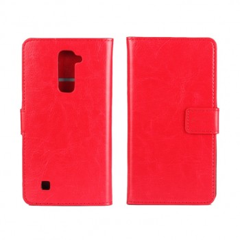 Глянцевый чехол портмоне подставка на пластиковой основе на магнитной защелке для LG K10  Красный
