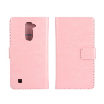 Глянцевый чехол портмоне подставка на пластиковой основе на магнитной защелке для LG K10  Розовый