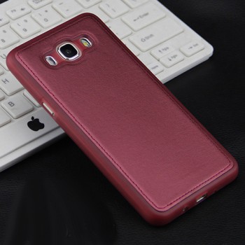 Силиконовый чехол накладка для Samsung Galaxy J5 (2016) с текстурой кожи Красный
