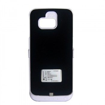 Пластиковый непрозрачный матовый чехол с встроенным аккумулятором 5800 мАч и подставкой для Samsung Galaxy S6 Edge Белый