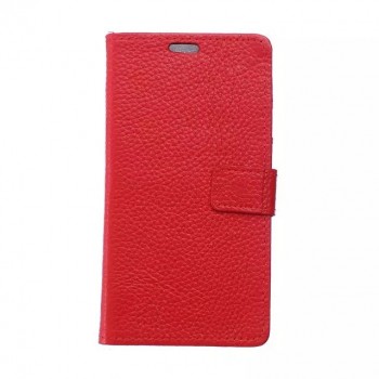 Кожаный чехол портмоне подставка на силиконовой основе на магнитной защелке для Alcatel OneTouch Pop Up Красный