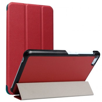 Сегментарный чехол книжка подставка на непрозрачной поликарбонатной основе для Huawei MediaPad T2 7.0 Pro  Красный
