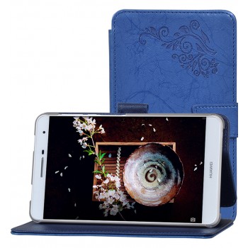 Чехол книжка подставка текстура Узоры на непрозрачной поликарбонатной основе для Huawei MediaPad T2 7.0 Pro Синий