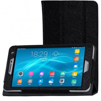 Чехол книжка подставка текстура Узоры с рамочной защитой экрана для Huawei MediaPad T2 7.0 Pro Черный