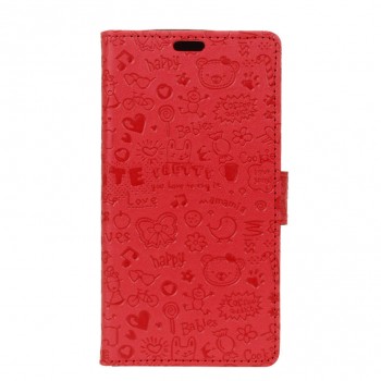 Чехол портмоне подставка текстура Узоры на силиконовой основе на магнитной защелке для HTC Desire 830 Красный