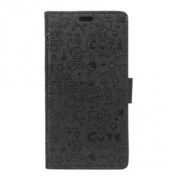 Чехол портмоне подставка текстура Узоры на силиконовой основе на магнитной защелке для HTC Desire 830 Черный