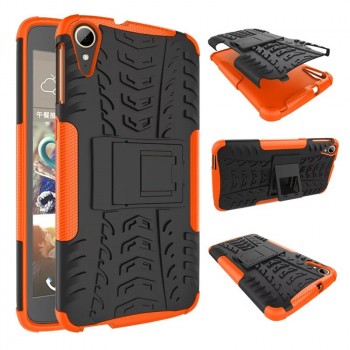 Экстрим противоударный чехол для HTC Desire 828 с подставкой и текстурой шины Оранжевый