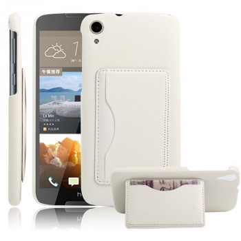 Чехол накладка текстурная отделка Кожа с отсеком для карт и функцией подставки для HTC Desire 828  Белый